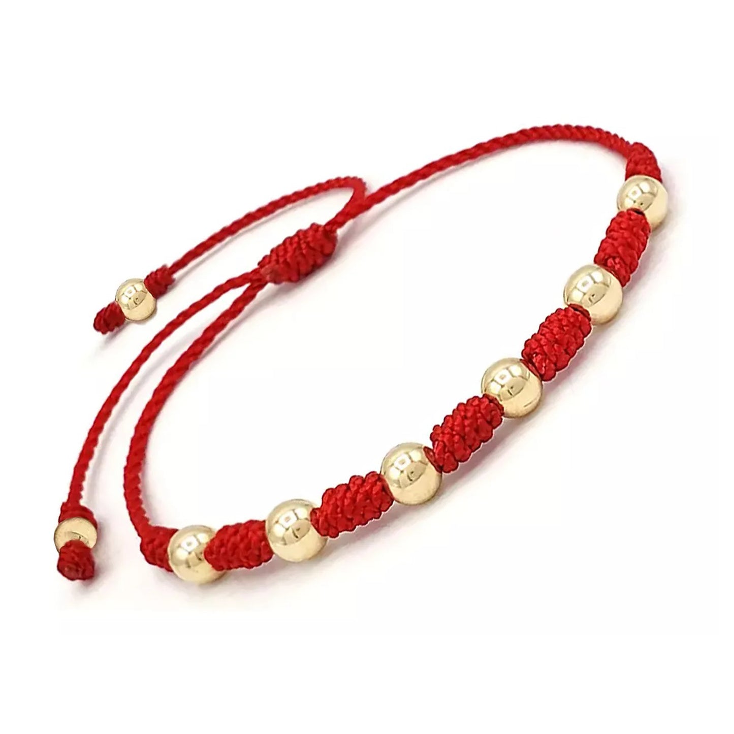 7 Knot Red String Bracelet with Large Gold Filled Beads – Protection & Good Luck
