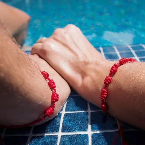 Matching 7 Knot Red String Couples Bracelets