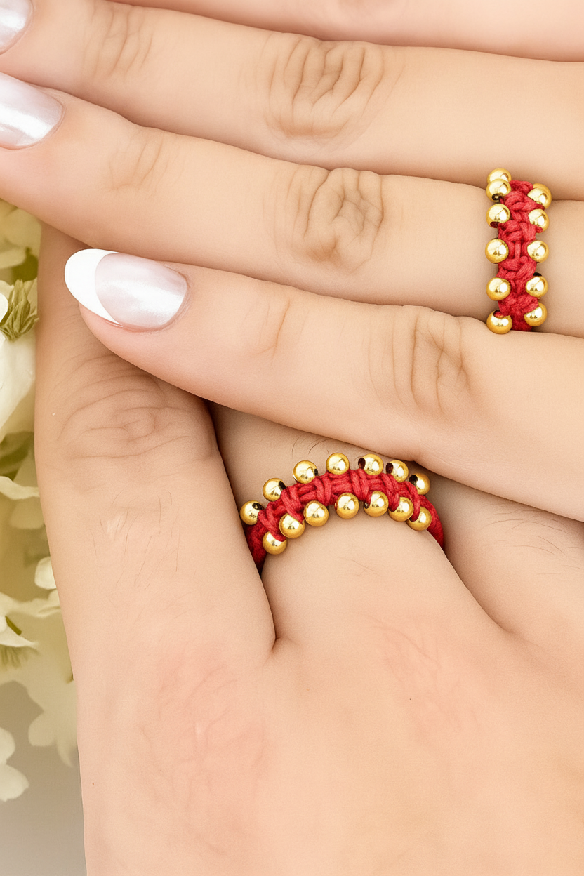 Woven Gold Filled Ring with Exposed Beads