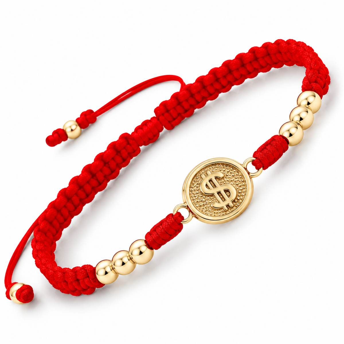 Dollar Sign Gold Filled Red String Bracelet