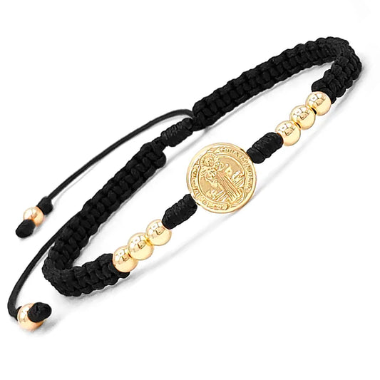 Saint Benedict Large Medal Gold Filled Bracelet