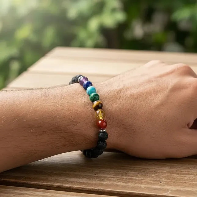 Adjustable Woven 7 Chakra Natural Stone Bracelet
