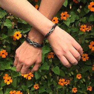 Matching Infinity Couples Braided Leather Bracelets