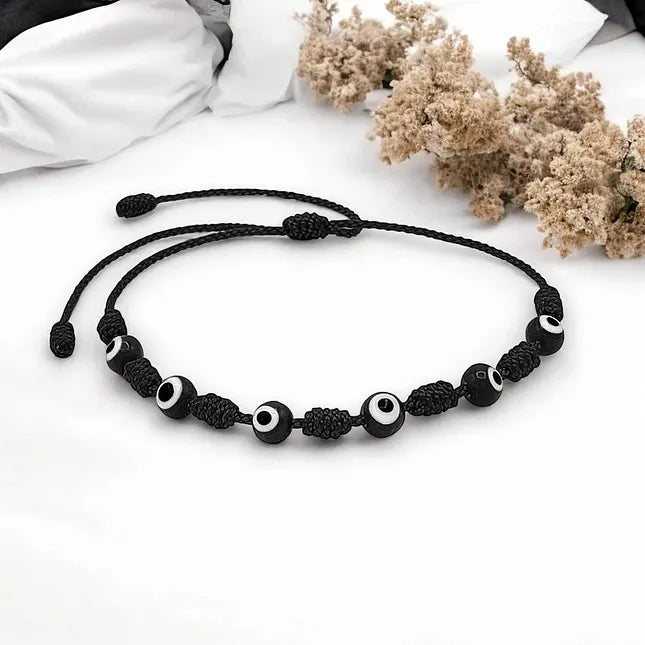 7 Knot Red String Bracelet with Evil Eye Charm β Protection & Good Luck