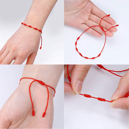 Matching 7 Knot Red String Couples Bracelets