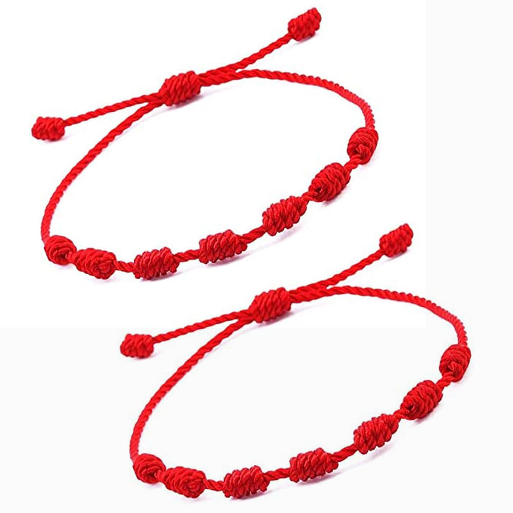 Matching 7 Knot Red String Couples Bracelets