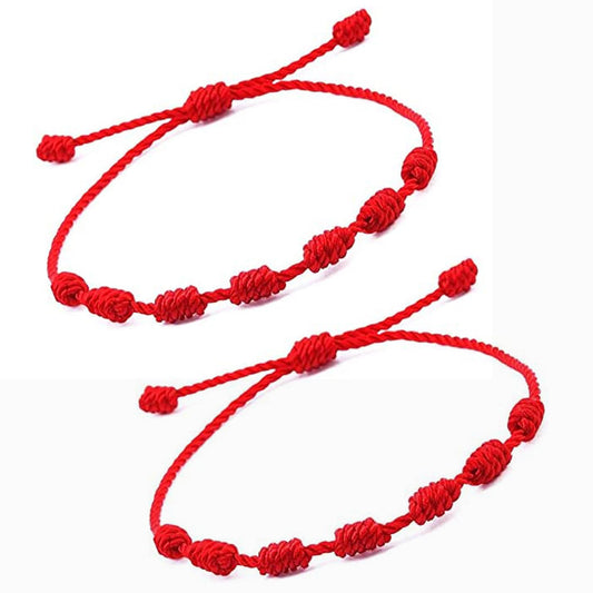Matching 7 Knot Red String Couples Bracelets