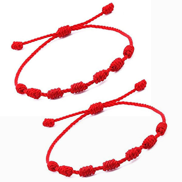 Matching 7 Knot Red String Couples Bracelets