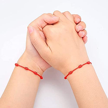 Matching 7 Knot Red String Couples Bracelets