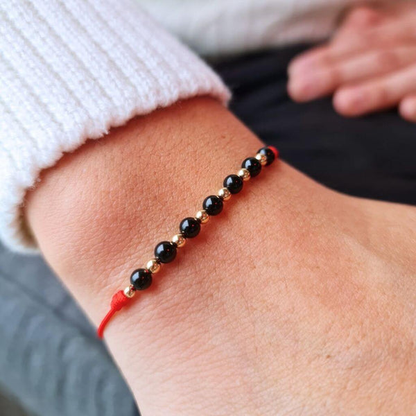 Subtle Intertwined Gold Filled & Onyx Bracelet