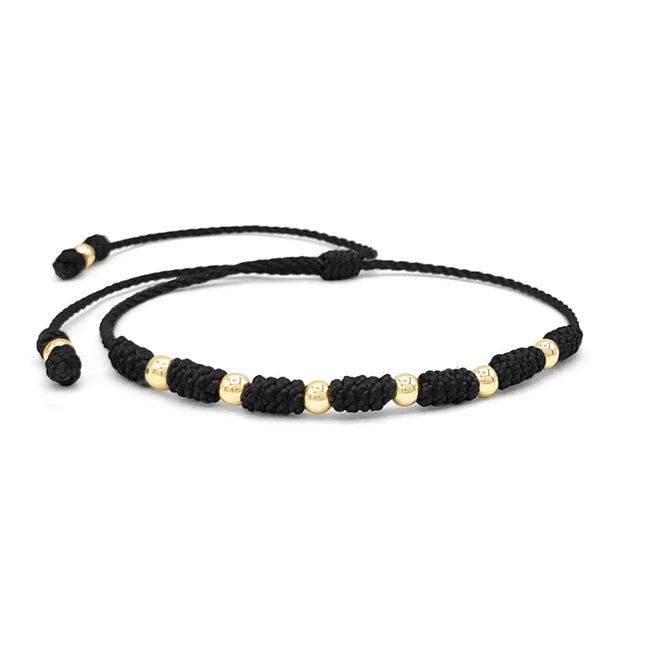 7 Knot Red String Bracelet with Gold Filled Beads – Protection & Good Luck