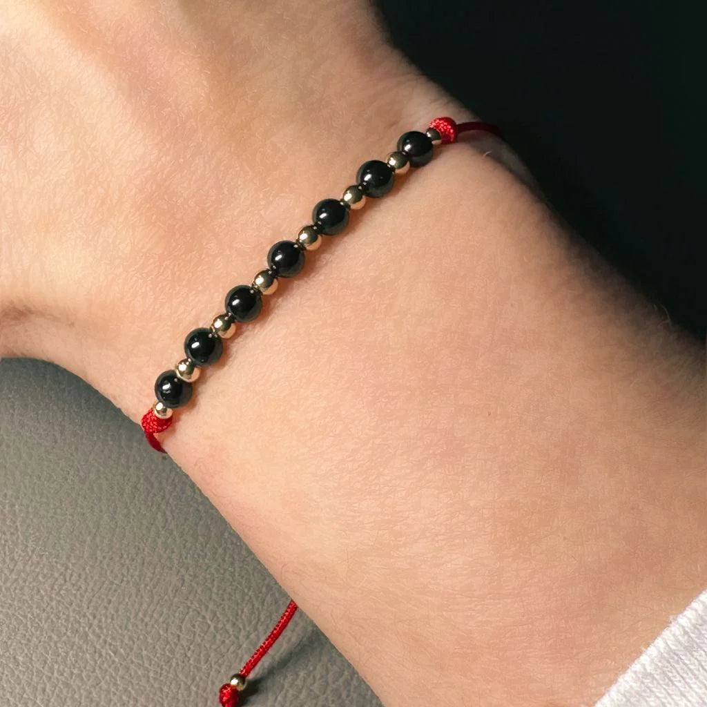 Subtle Intertwined Gold Filled & Onyx Bracelet