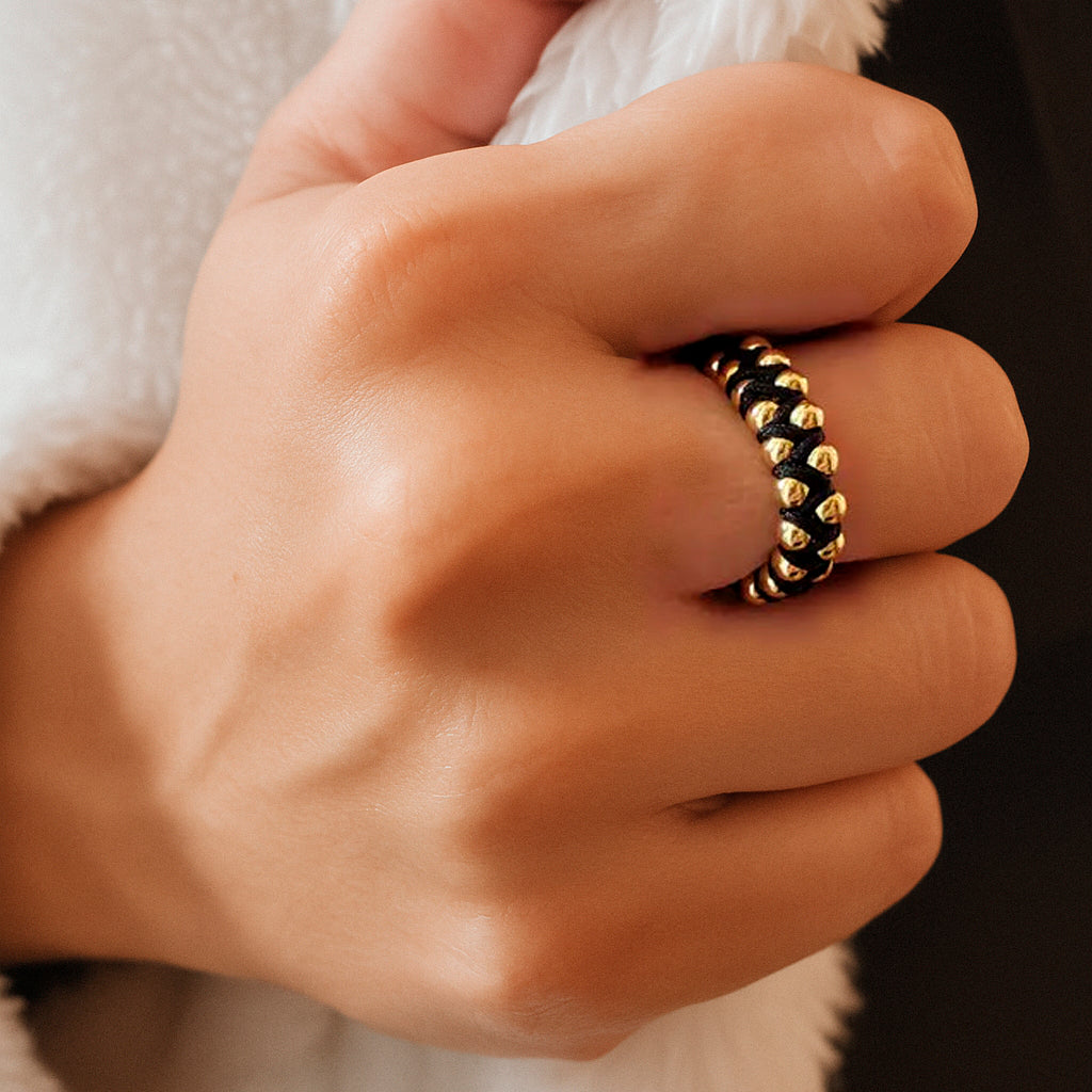 Zig-Zag Braided Woven Gold Filled Ring