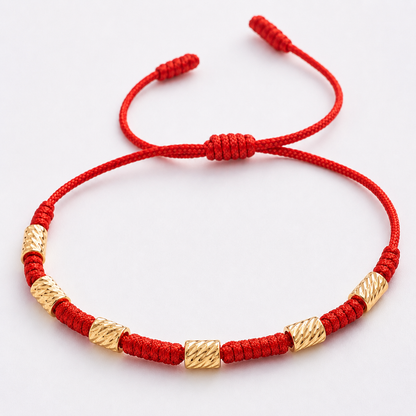 7-Knot Braided Gold Filled Cylinder Bead Bracelet
