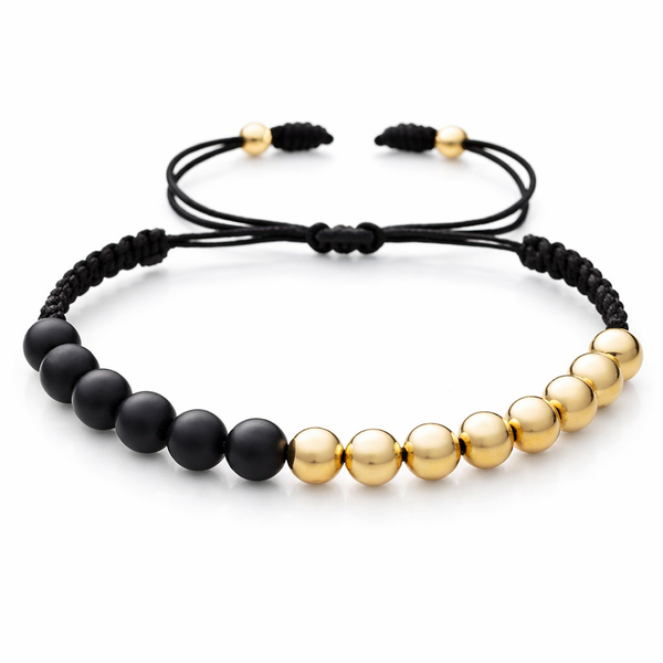 Gold Filled Bracelet with Side Onyx Stone
