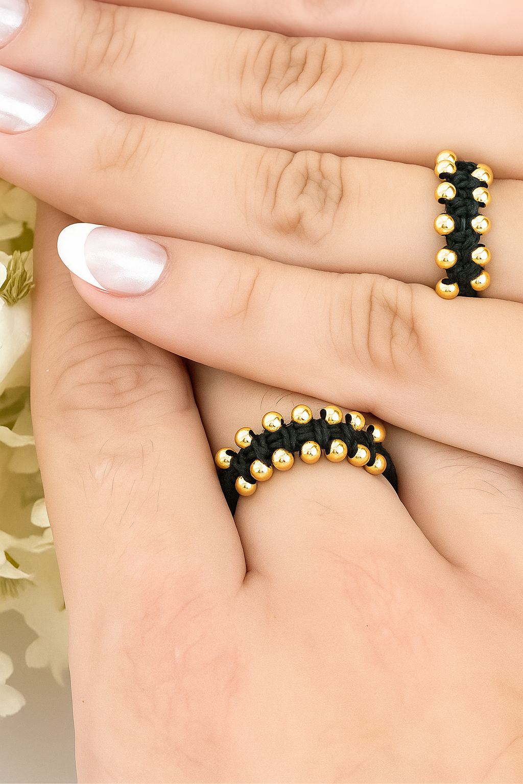 Woven Gold Filled Ring with Exposed Beads
