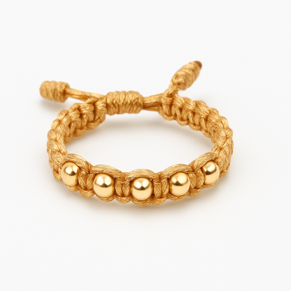 Braided Woven Gold Filled Ring with Bead Detail