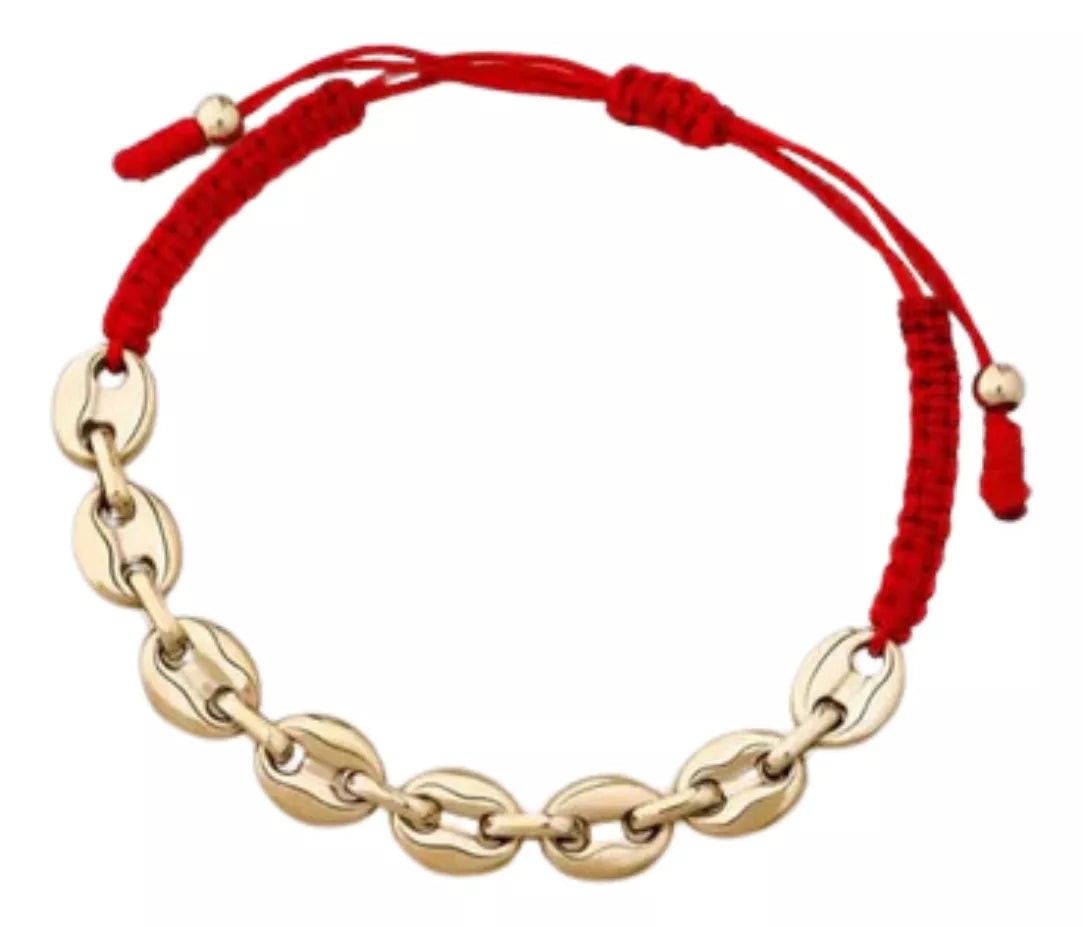 Intertwined Link Gold Filled Bracelet with Bean Beads