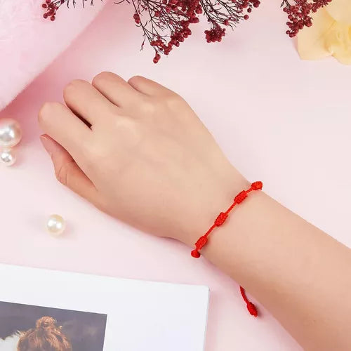 Matching 7 Knot Red String Couples Bracelets