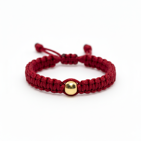 Red String Ring with Gold Filled Bead