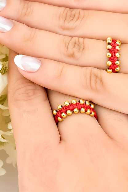 Woven Gold Filled Ring with Exposed Beads