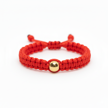 Red String Ring with Gold Filled Bead
