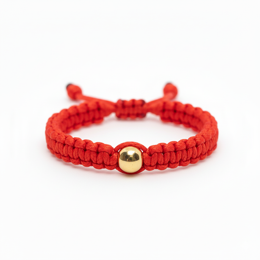 Red String Ring with Gold Filled Bead