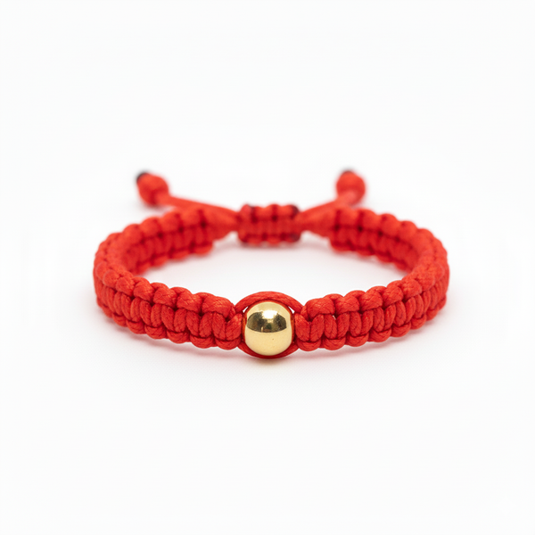 Red String Ring with Gold Filled Bead