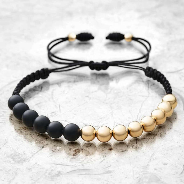 Gold Filled Bracelet with Side Onyx Stone