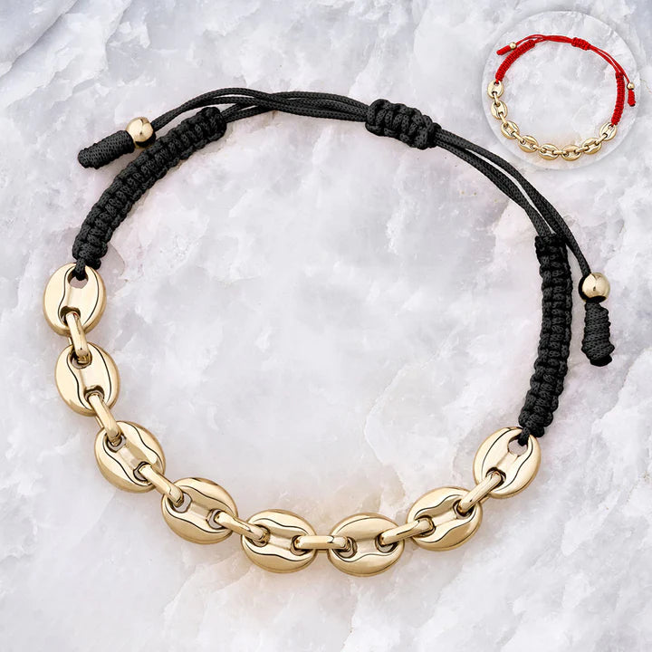 Intertwined Link Gold Filled Bracelet with Bean Beads