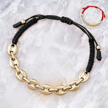 Intertwined Link Gold Filled Bracelet with Bean Beads