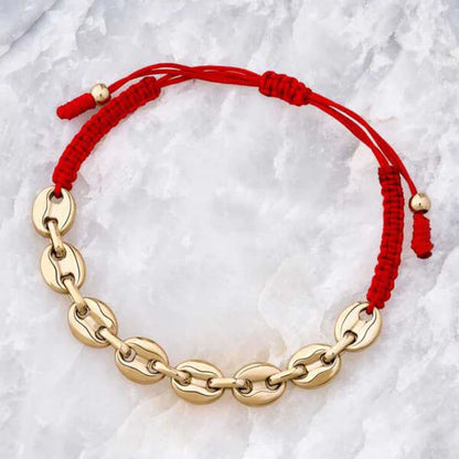 Intertwined Link Gold Filled Bracelet with Bean Beads