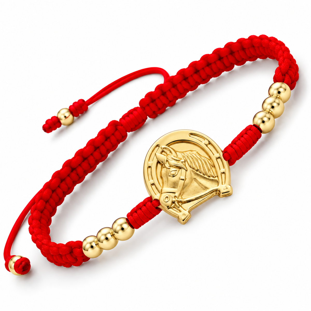 Horse & Horseshoe Gold Filled Red String Bracelet
