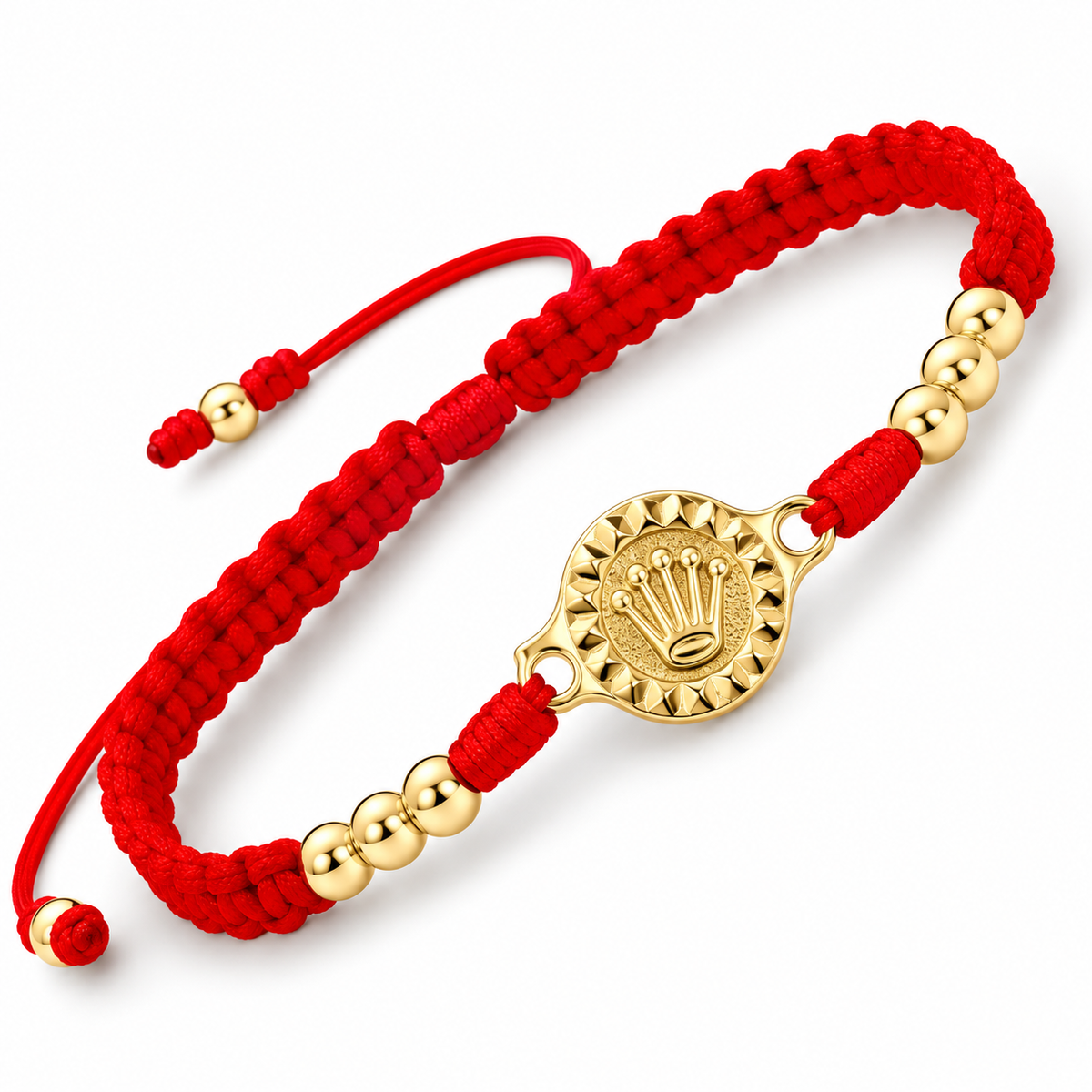 Royal Crown Sunburst Gold Filled Red String Bracelet