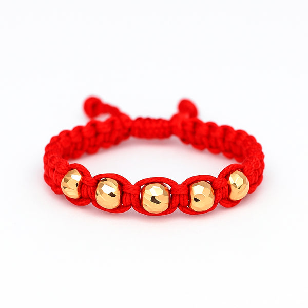 Braided Woven Gold Filled Ring with Bead Detail