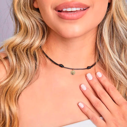 Braided Leather Choker with Saint Benedict Pendant