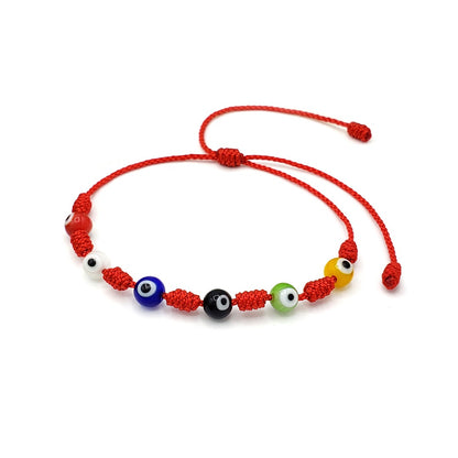7 Knot Red String Bracelet with Multicolor Evil Eye Charm – Protection & Good Luck