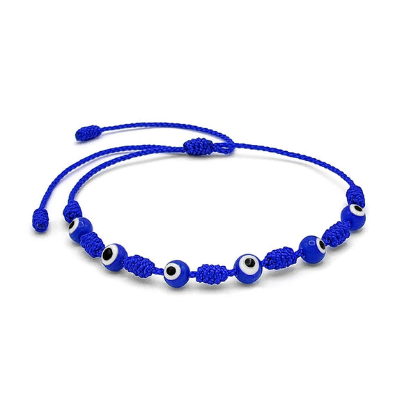 7 Knot Red String Bracelet with Evil Eye Charm – Protection & Good Luck
