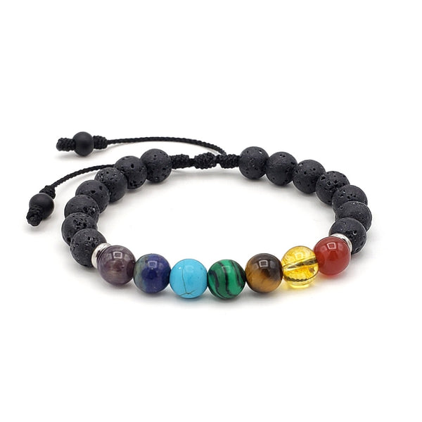 Adjustable Woven 7 Chakra Natural Stone Bracelet