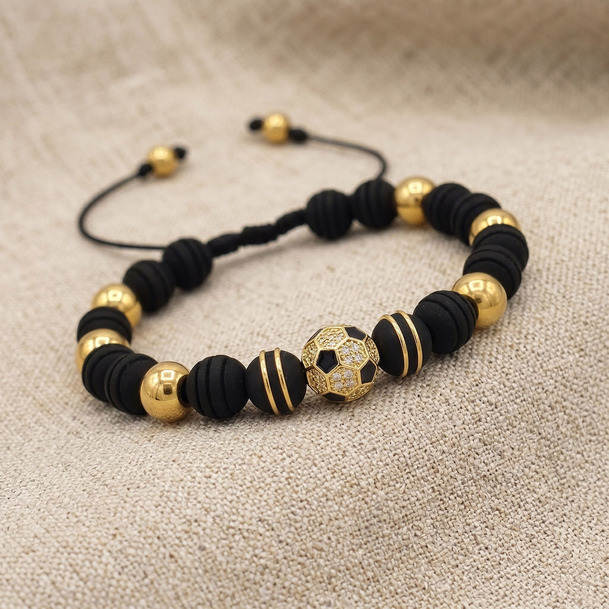 Soccer Ball Bracelet with Stainless Steel Beads – Football Fan Jewelry