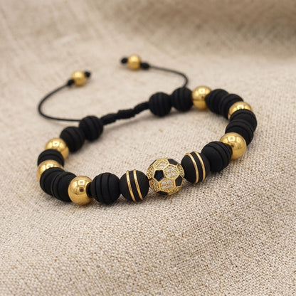 Soccer Ball Bracelet with Stainless Steel Beads – Football Fan Jewelry