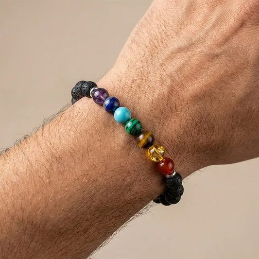 Adjustable Woven 7 Chakra Natural Stone Bracelet