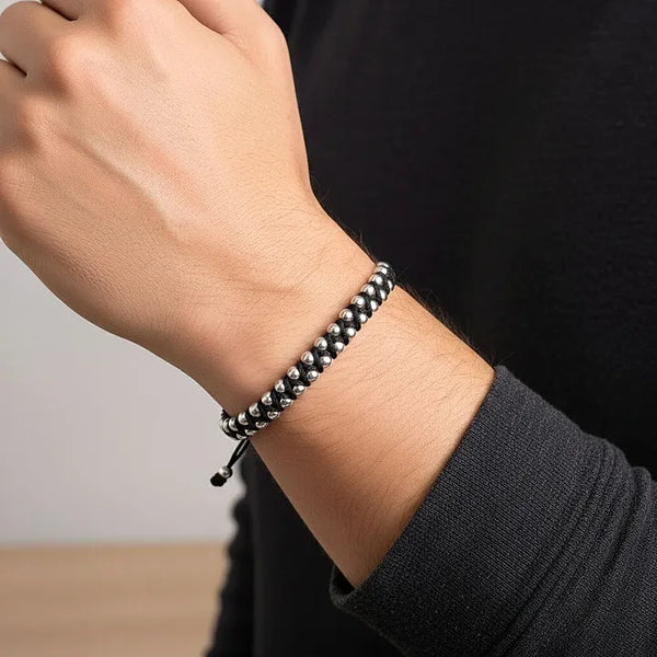 Zig-Zag Braided Sterling Silver Bracelet