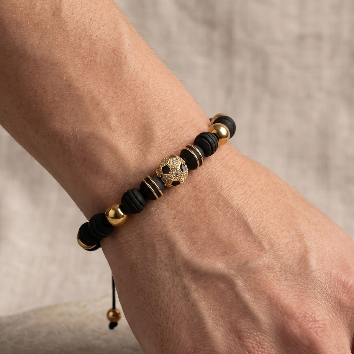 Soccer Ball Bracelet with Stainless Steel Beads – Football Fan Jewelry