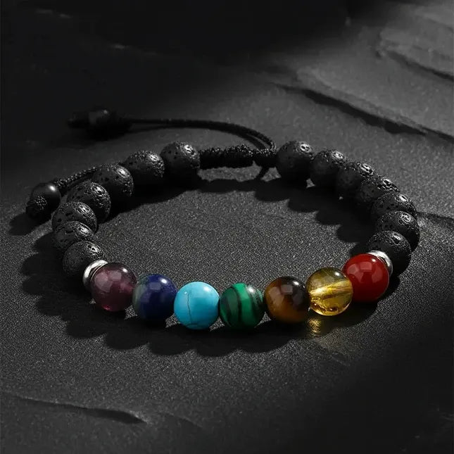 Adjustable Woven 7 Chakra Natural Stone Bracelet