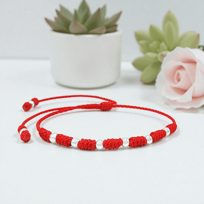7-Knot Sterling Silver Bead Bracelet