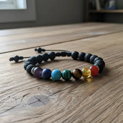 Adjustable Woven 7 Chakra Natural Stone Bracelet