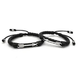 Matching Arrow Couples Braided Leather Bracelets