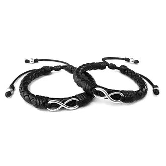 Matching Infinity Couples Braided Leather Bracelets