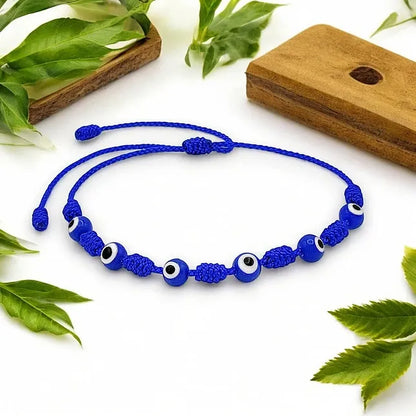 7 Knot Red String Bracelet with Evil Eye Charm – Protection & Good Luck